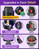 VANMASS Car Phone Holder Purple – Upgraded Suction & Clip, Rotatable Mount